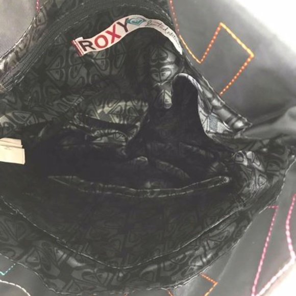 ROXY Crossbody Bag Limited Edition Black Signature Multicolor Stitch Pattern - Picture 5 of 6